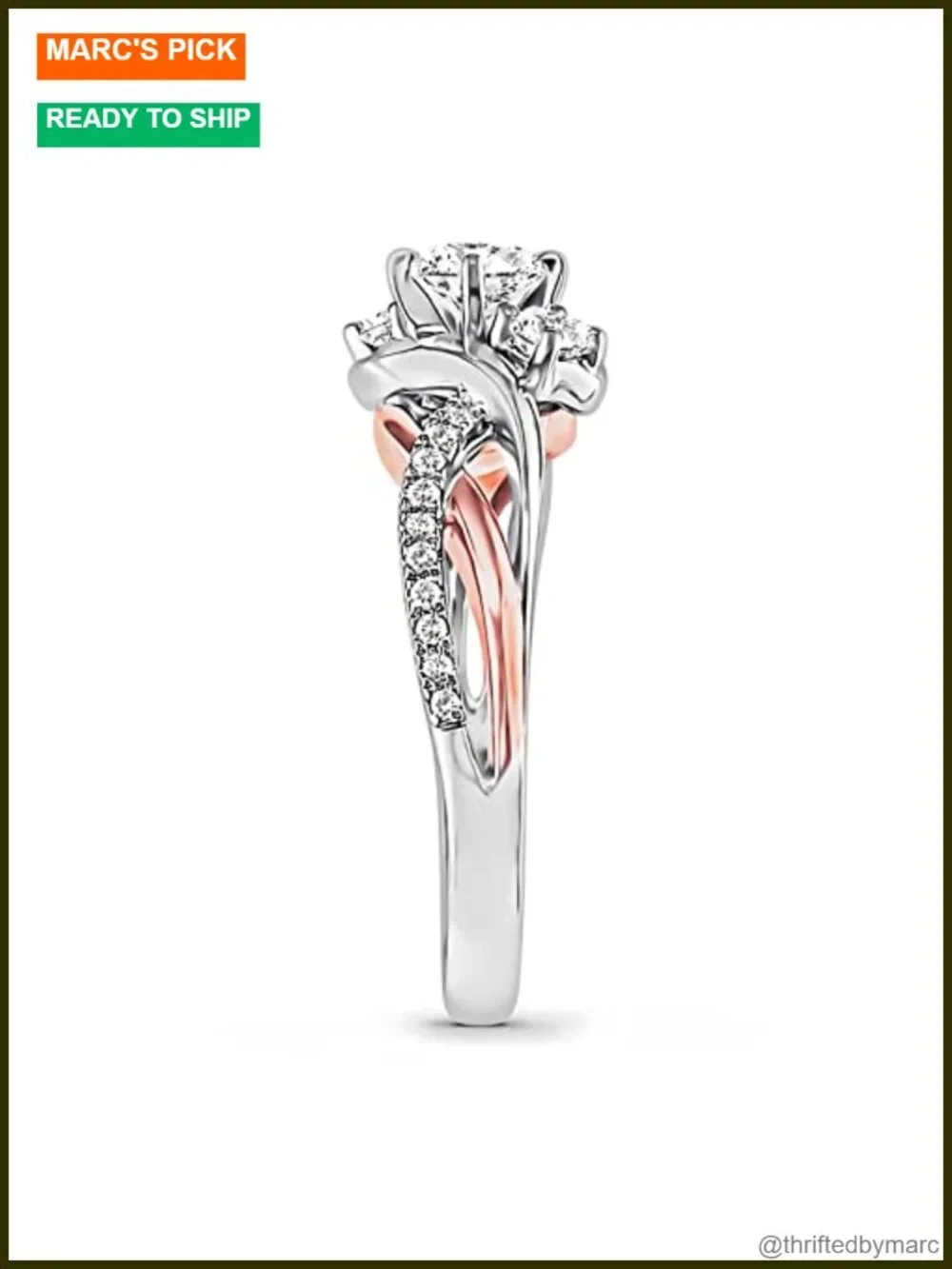 3 Stone Moissanite Engagement Ring Platinum Plated Silver